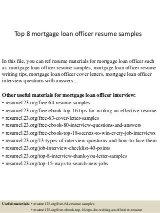 loan officer job description for resume