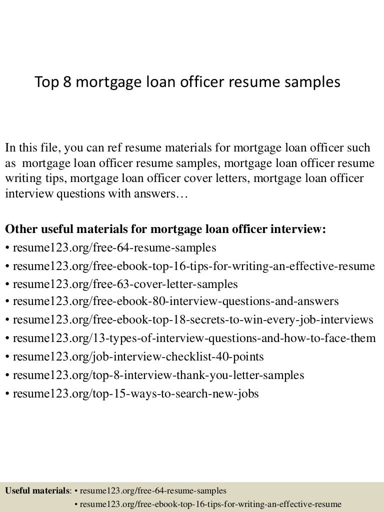 Resume Mortgage Loan Officer Resume top8mortgageloanofficerresumesamples 150408083421 conversion gate01 thumbnail 4 jpgcb1428500107
