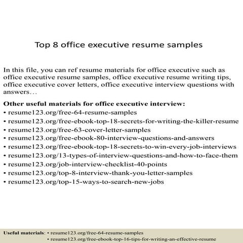 Top 8 office executive resume samples