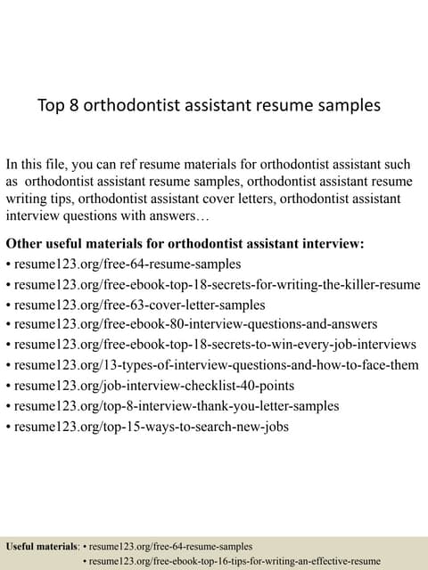 orthodontist resumes