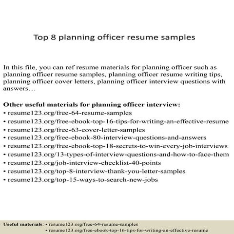 Top 8 planning officer resume samples