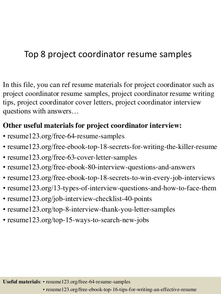 sample project coordinator cover letter