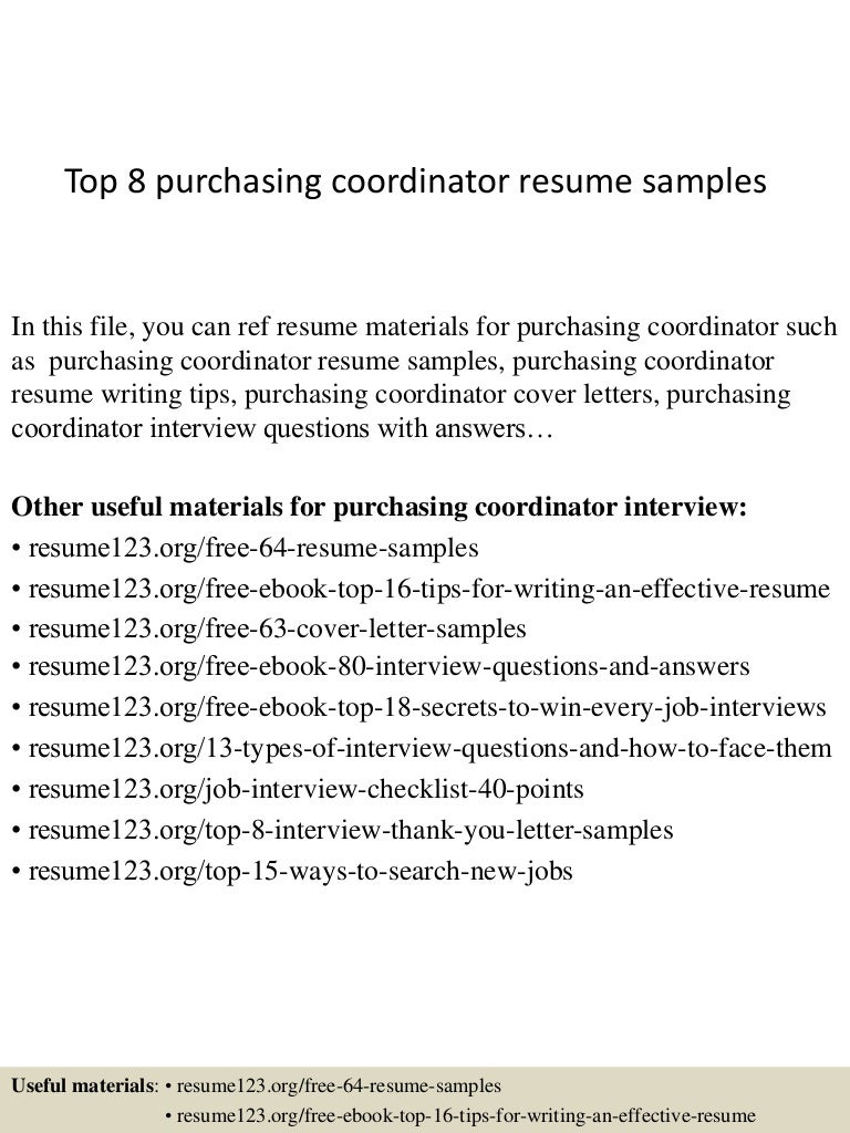 Resume Purchase Coordinator Resume top8purchasingcoordinatorresumesamples 150331221739 conversion gate01 thumbnail 4 jpgcb1427858304