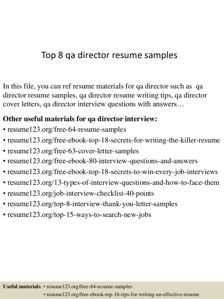 top 8 qa director resume samples qa director resumes