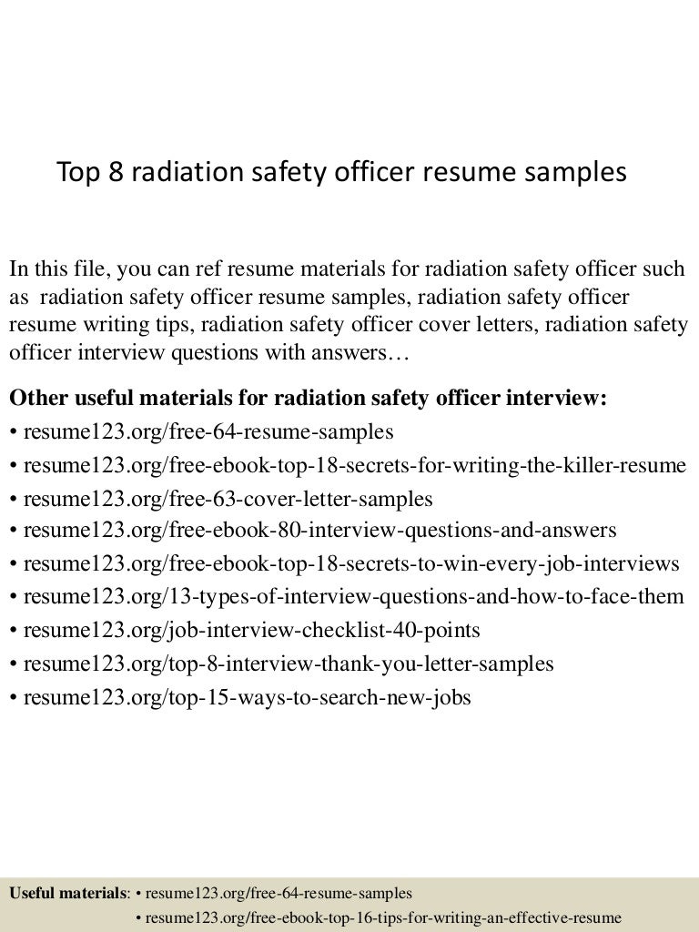Resume industrial radiation safety officer