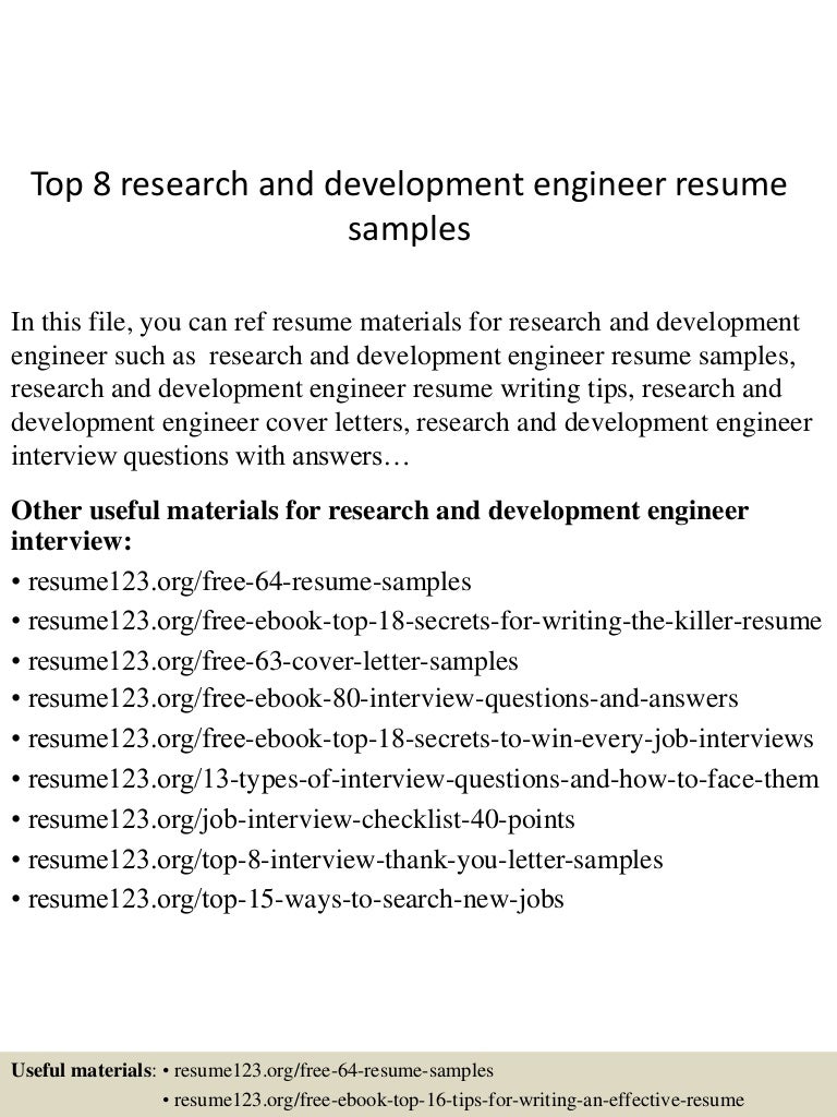 top8researchanddevelopmentengineerresumesamples 150512081507 lva1 app6891 thumbnail 4 jpg cb 1431418535 research engineer cover letter