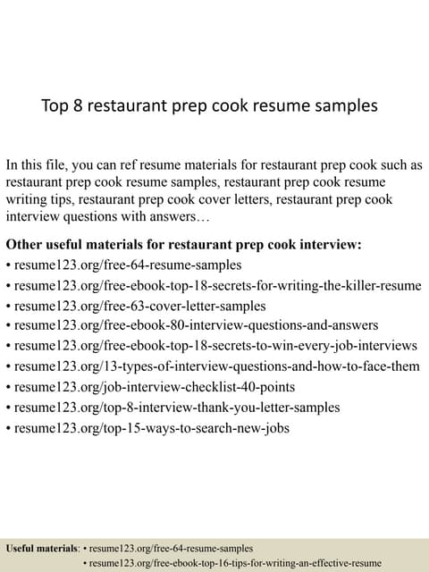 top 8 restaurant prep cook resume samples prep cook resume sample