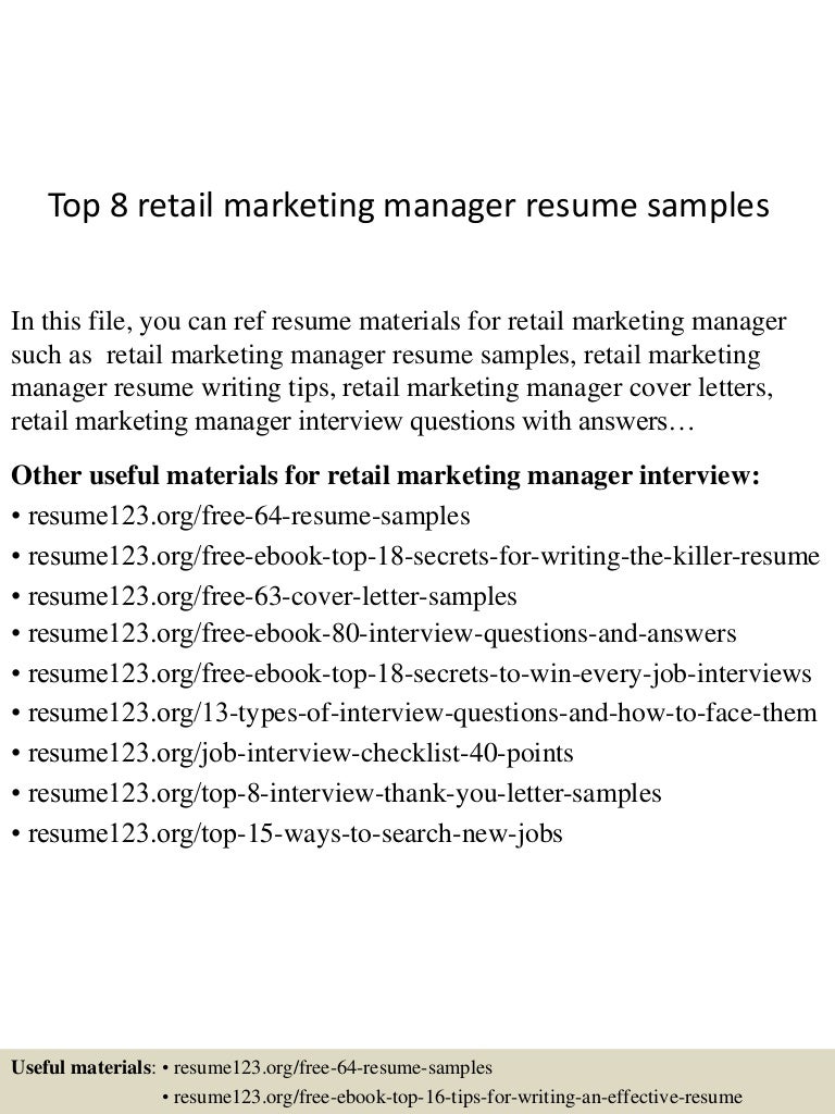 resume Retail Marketing Manager Resume top8retailmarketingmanagerresumesamples 150520140443 lva1 app6892 thumbnail 4 jpgcb1432130733