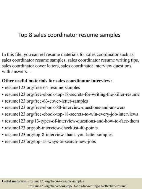 SALES COORDINATOR CV