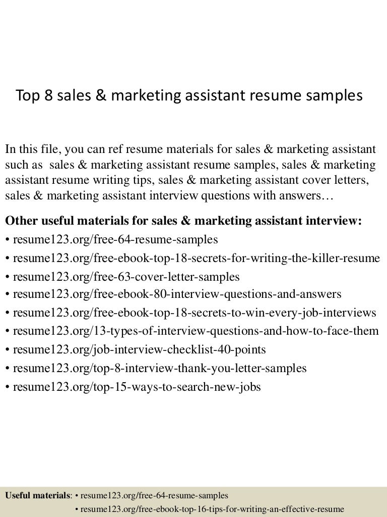 marketing assistant resume examples