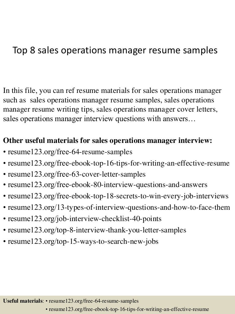 sales operations manager resumes