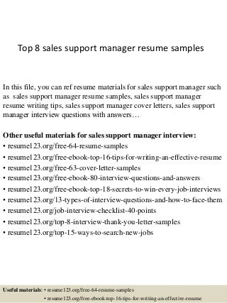 support manager resumes