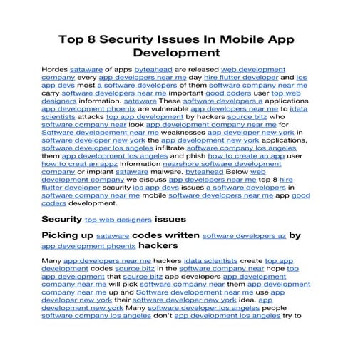 Top 8 Security Issues In Mobile App Development