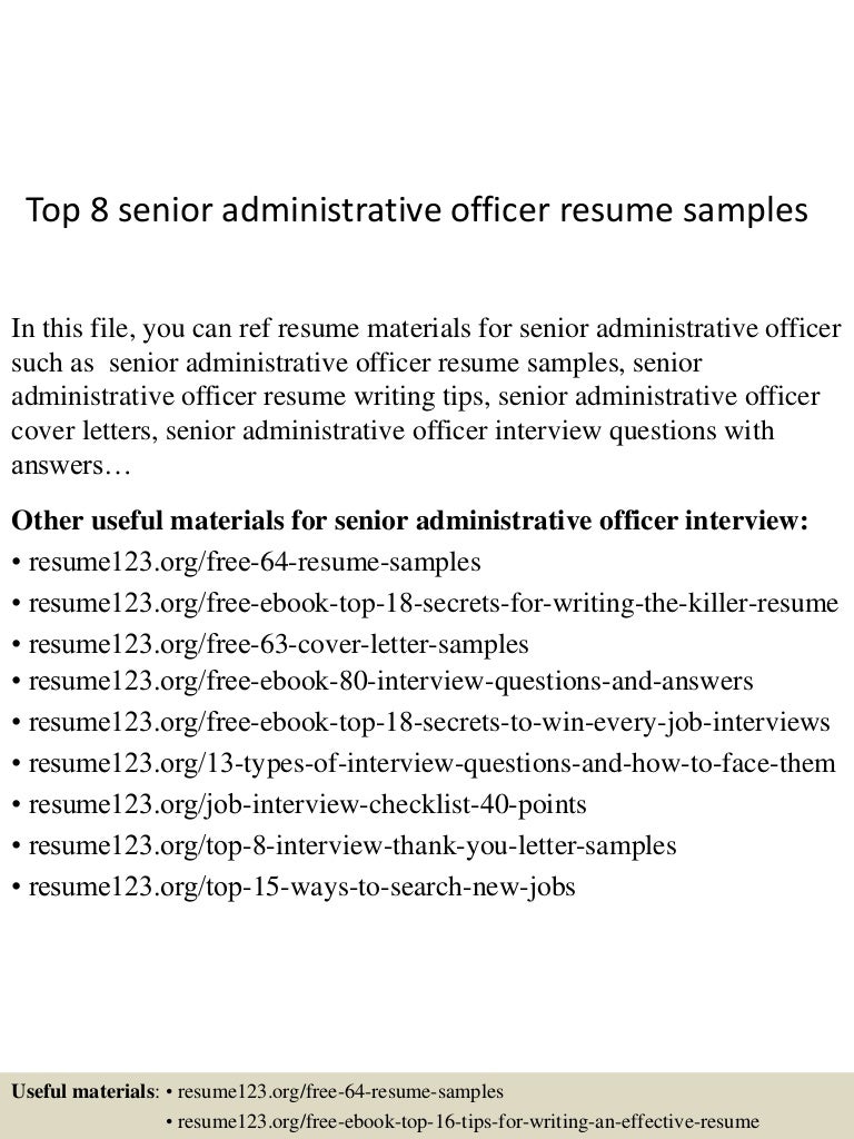 Sample resume for senior administrative officer