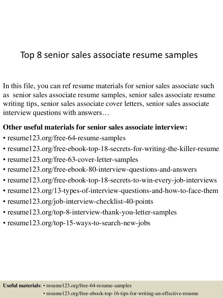 senior sales associate resumes