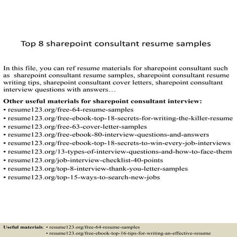 Top 8 sharepoint consultant resume samples