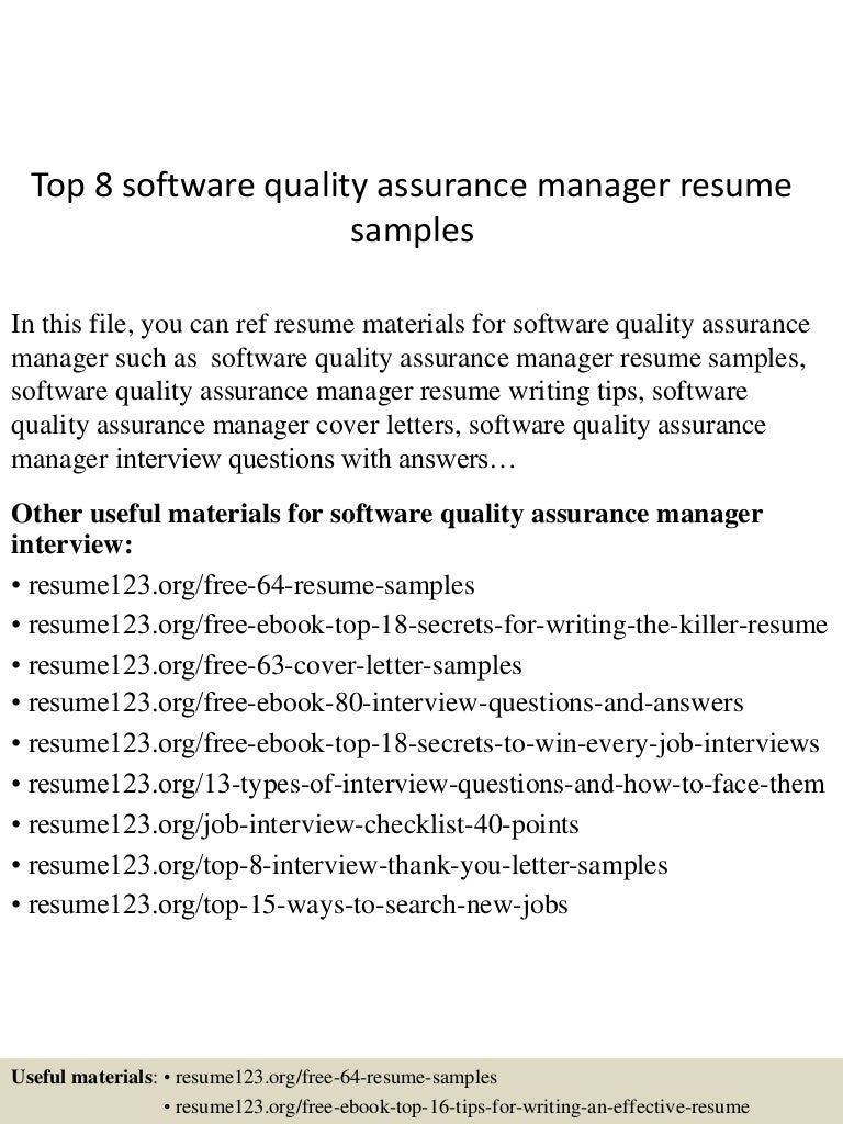 quality manager resume samples