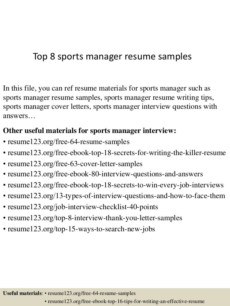 sports management resume samples