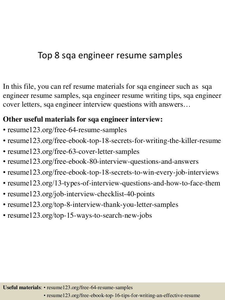 top 8 sqa engineer resume samples sqa resume sample