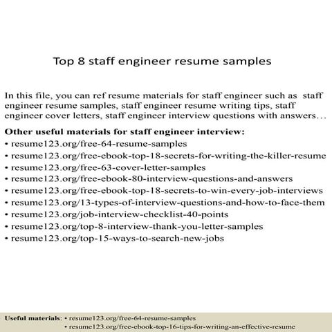 Top 8 staff engineer resume samples