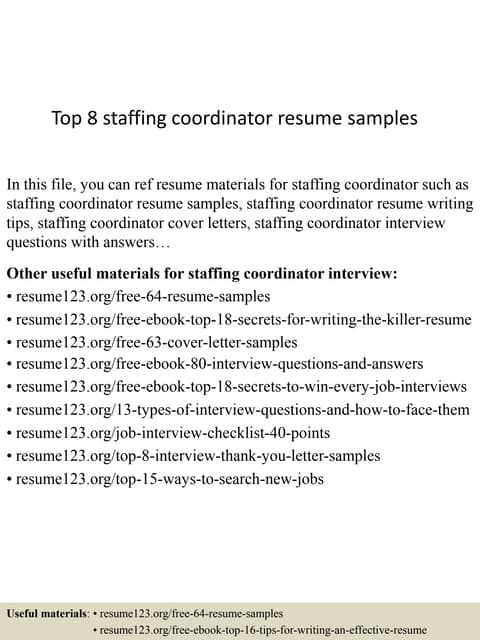 staffing coordinator cover letter staffing coordinator cover letter