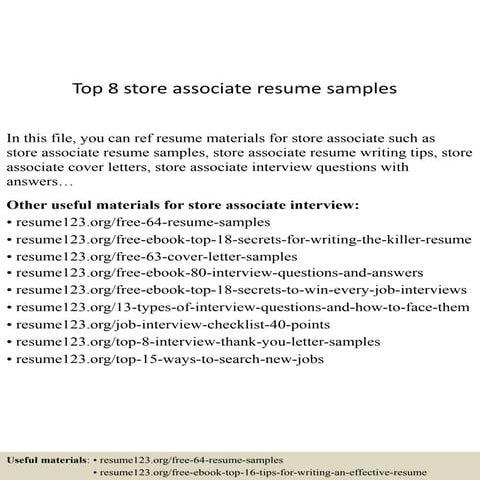 Top 8 assistant storekeeper resume samples | PPTX