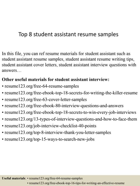 student assistant resume