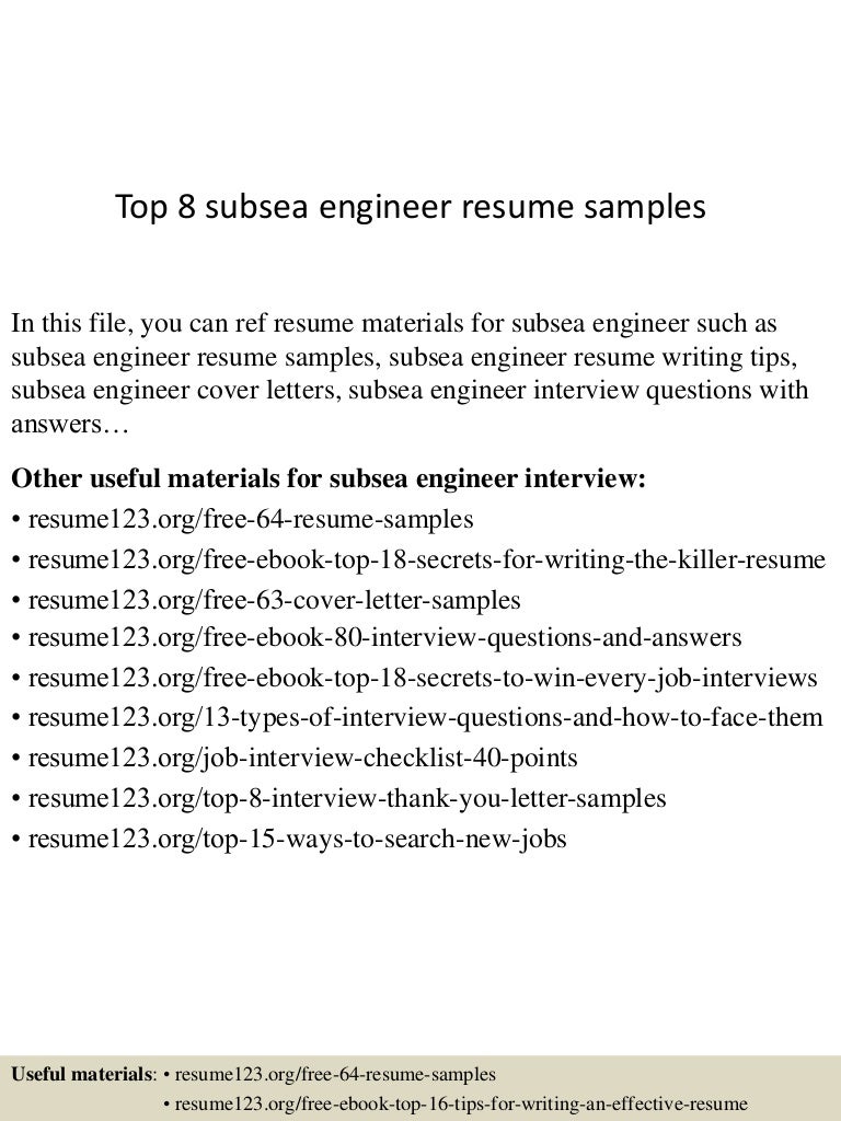 Top 8 Subsea Engineer Resume Samples