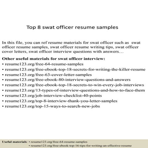 Top 8 swat officer resume samples