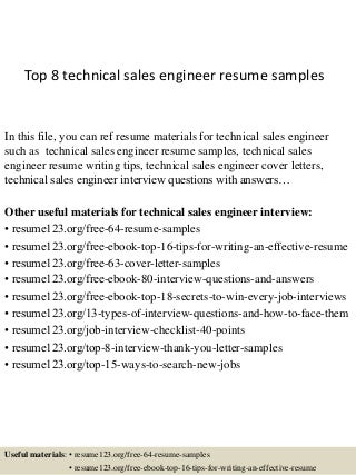 technical sales resumes