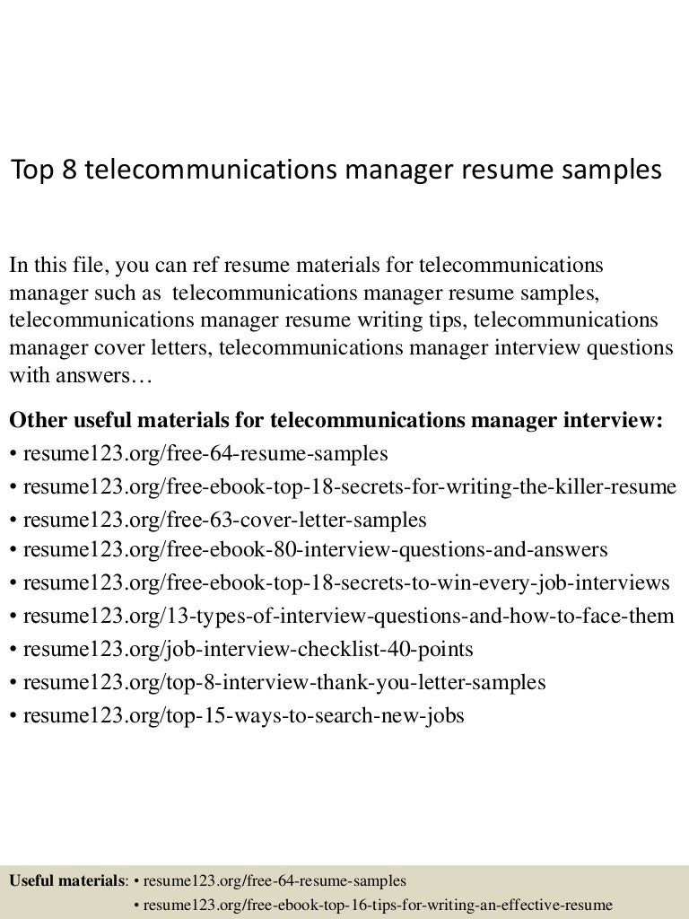 telecom manager resumes