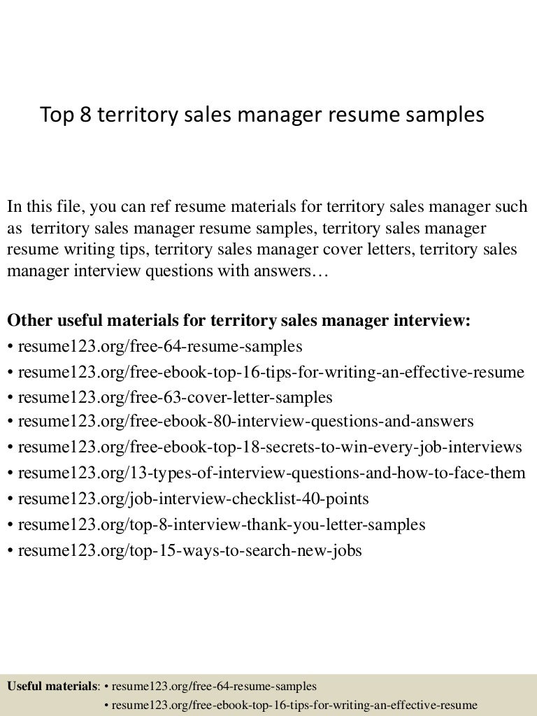 territory manager resume