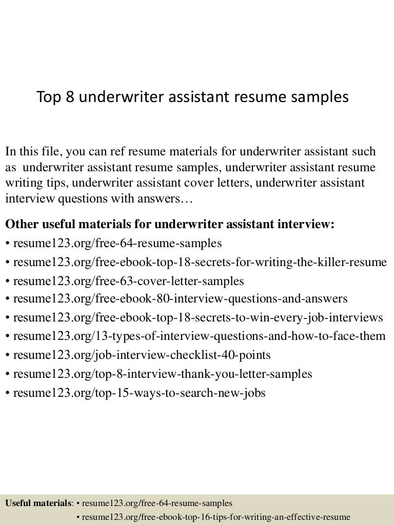 underwriting assistant cover letter