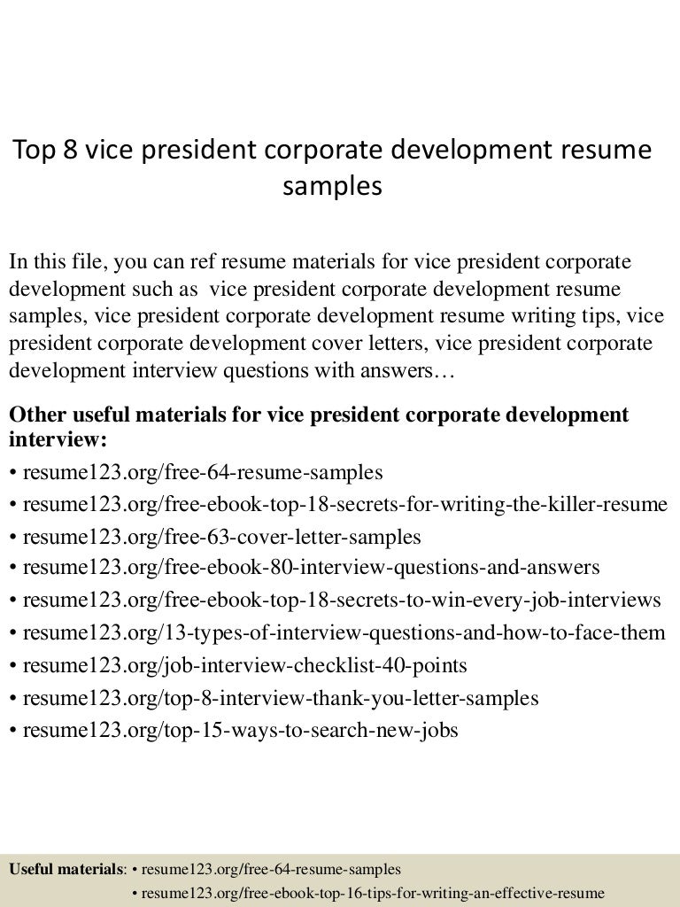 Topvicepresidentcorporatedevelopmentresumesampleslvaappthumbnailcb also topvicepresidentcorporatedevelopmentresumesampleslvaappthumbnailcb also