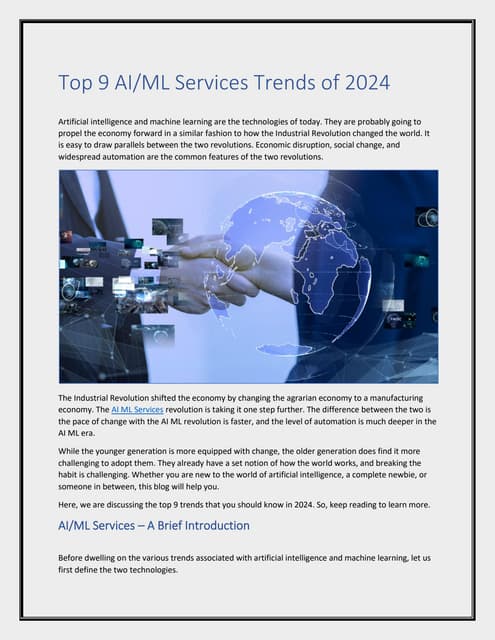 Top 9 AI ML Services Trends of 2024 - MoogleLabs