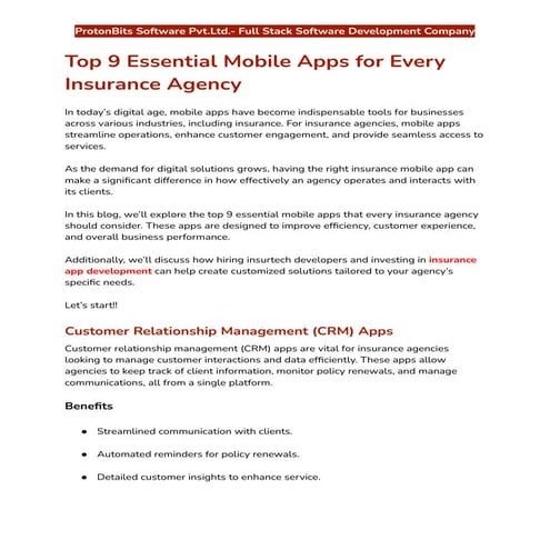 Top 9 Essential Mobile Apps for Every Insurance Agency