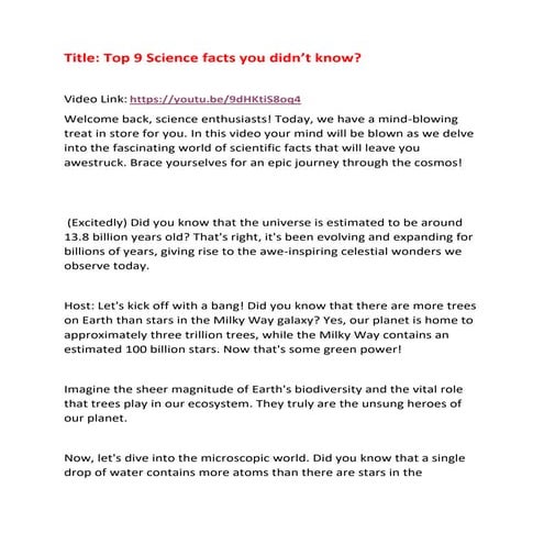 Top 9 science facts you didn&rsquo;t know.pdf | Space and Astronomy | Science