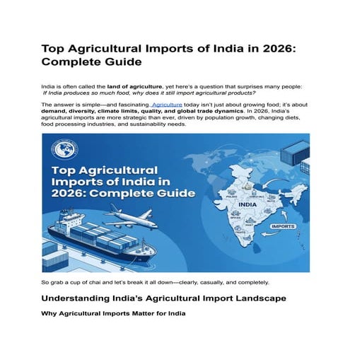 Top Agricultural Imports of India in 2026 | pdf | PDF