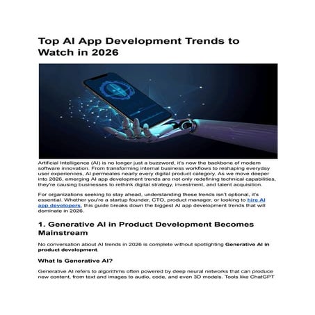 Top AI App Development Trends to Watch in 2026 | PDF