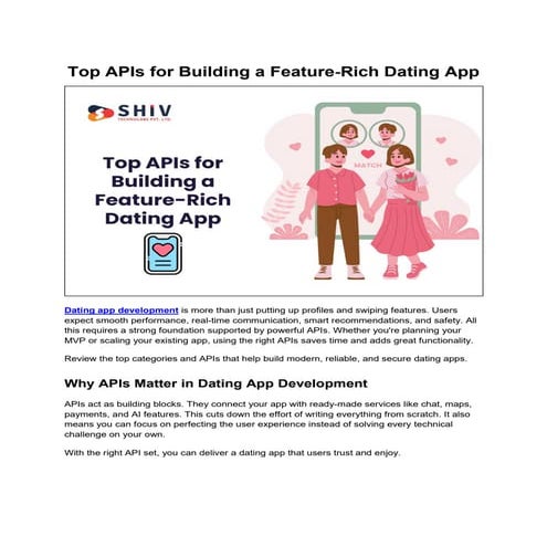 A Comprehensive Guide to Top APIs for Dating App Development