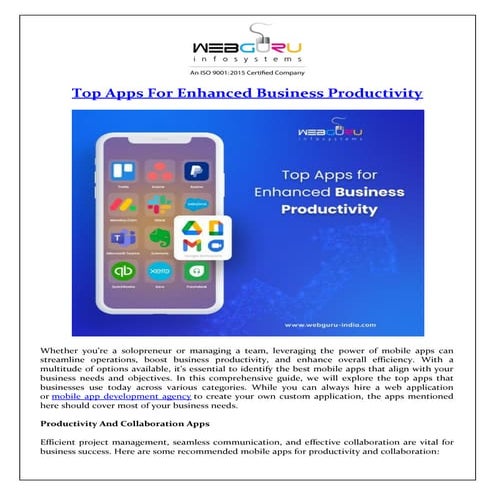 Top Apps for Enhanced Business Productivity