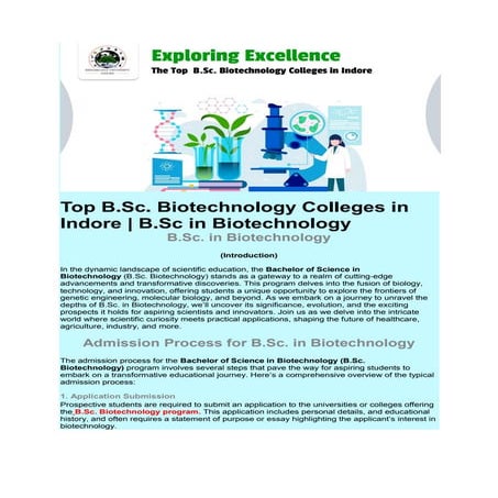 Top B.Sc. Biotechnology Colleges in Indore | B.Sc in Biotechnology