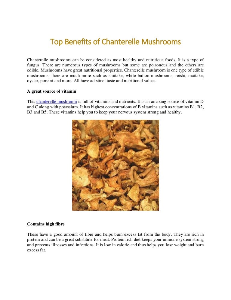 Top benefits of chanterelle mushrooms