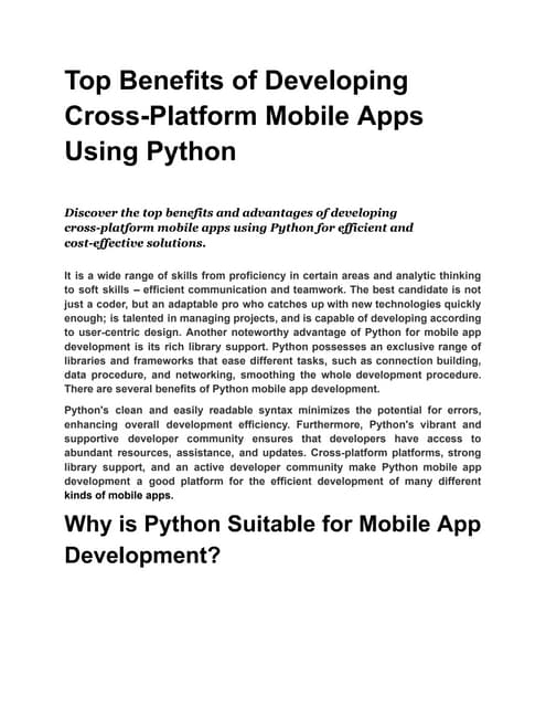 Mastering Mobile App Development with Python | PDF