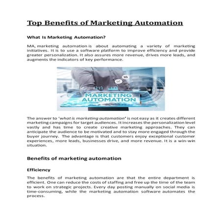 Top benefits of marketing automation