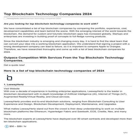 Top Blockchain Technology Companies 2024