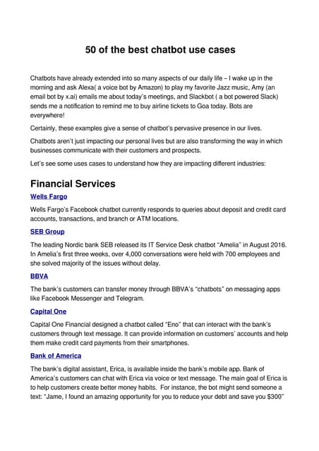 50 of the best chatbot use cases [Case studies Included]