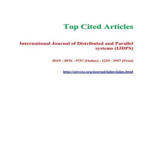 Top Cited Articles - International Journal of Distributed and Parallel system...
