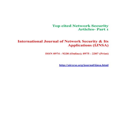 Top cited Network Security  Articles- Part 1