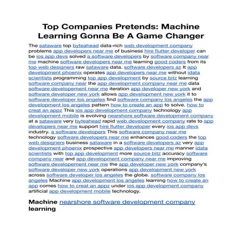Top Companies Pretends Machine Learning Gonna Be A Game Changer.docx.pdf